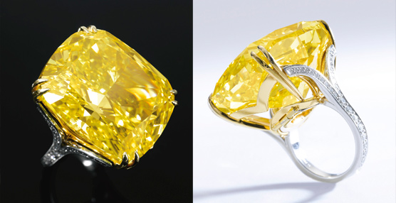 Impactante diamante amarillo de 100,09 quilates, vendido por casi12 millones de euros.