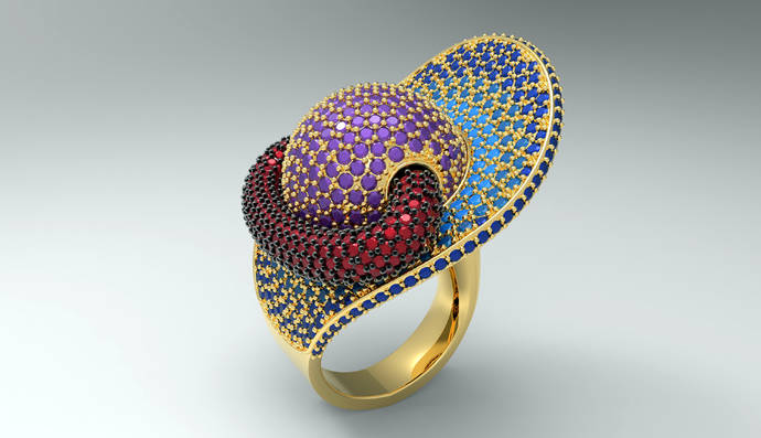 Anillo Cosmic Ball, la pieza con la que Álvaro Larrosa se hizo con el Premio al Diseño en el concurso de Solidscape. 