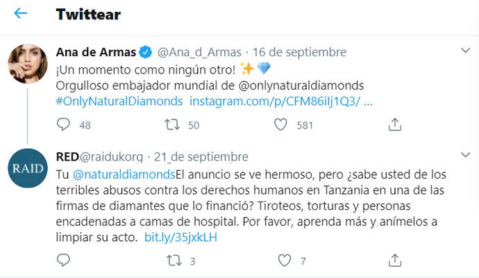 Críticas a la nueva campaña del diamante natural protagonizada por Ana de Armas