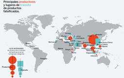 Países productores de copias y de tráfico de mercancías.