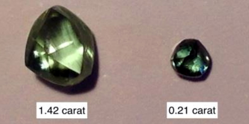 Cinco raros diamantes verdes en Australia