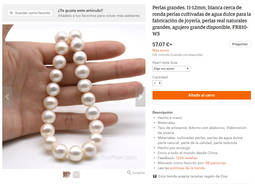 Uno de los típicos anuncios en Internet en el que aparece, de forma simultánea, la referencia 'perlas naturales cultivadas', algo completamente fraudulento.